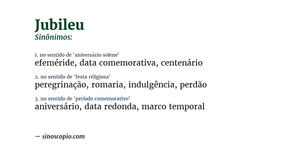 Sinônimo de jubileu