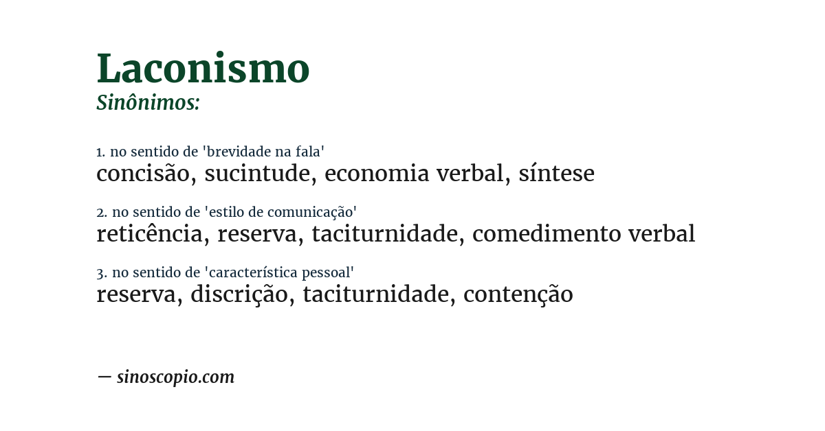 Sinônimo de laconismo