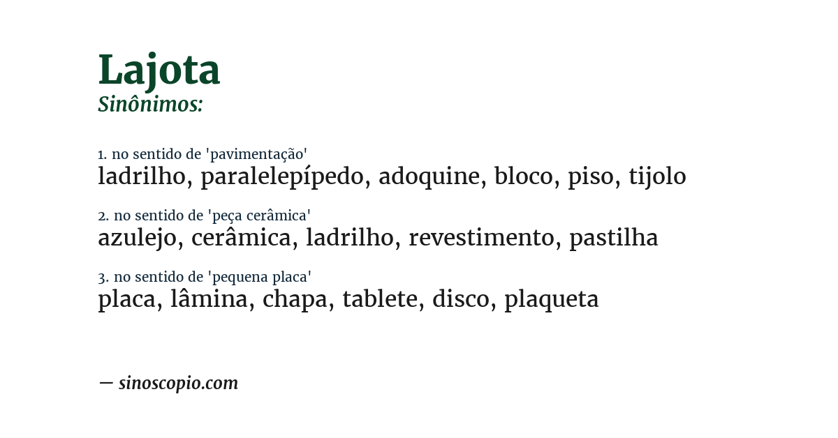 Sinônimo de lajota