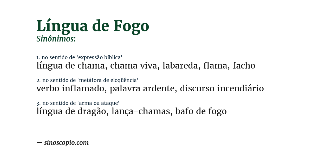 Sinônimo de língua de fogo