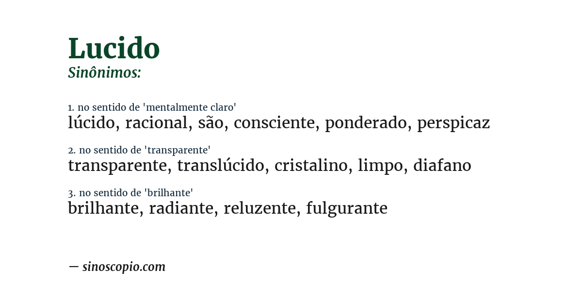 Sinônimo de lucido
