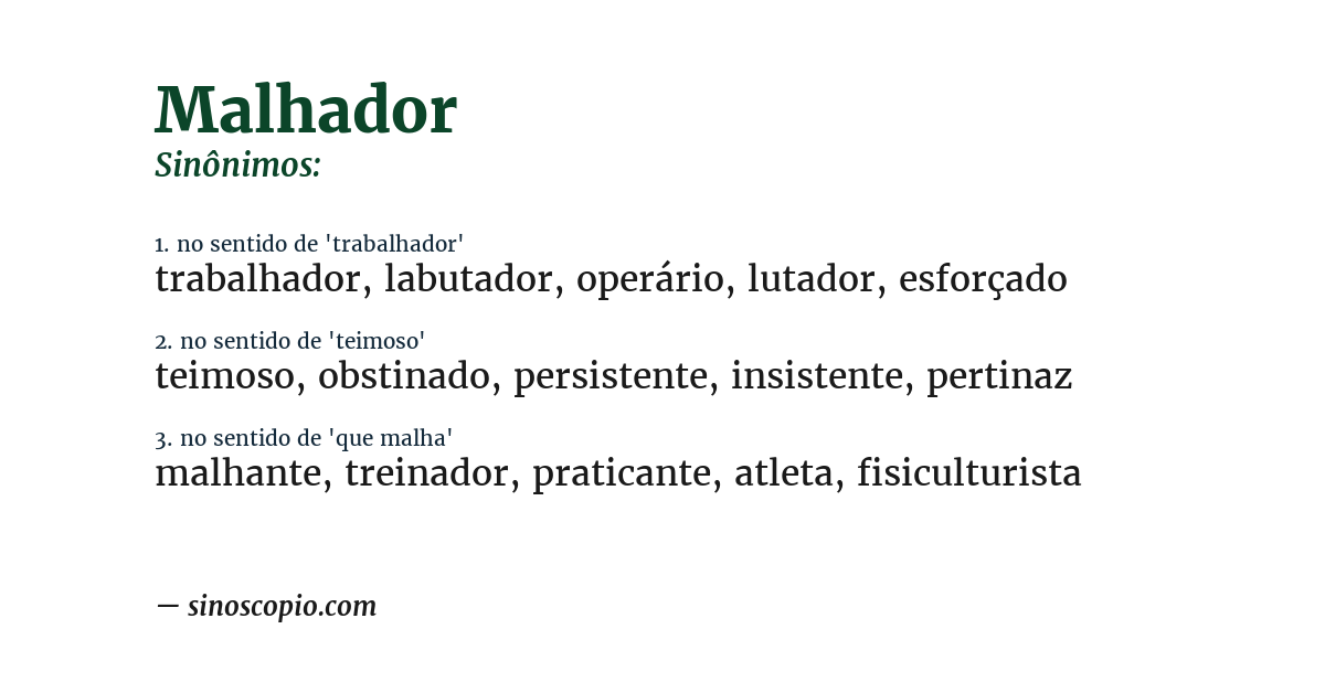 Sinônimo de malhador