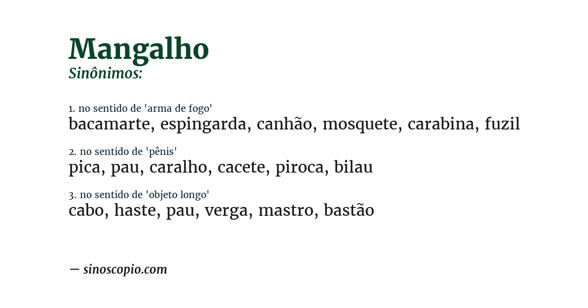 Sinônimo de mangalho