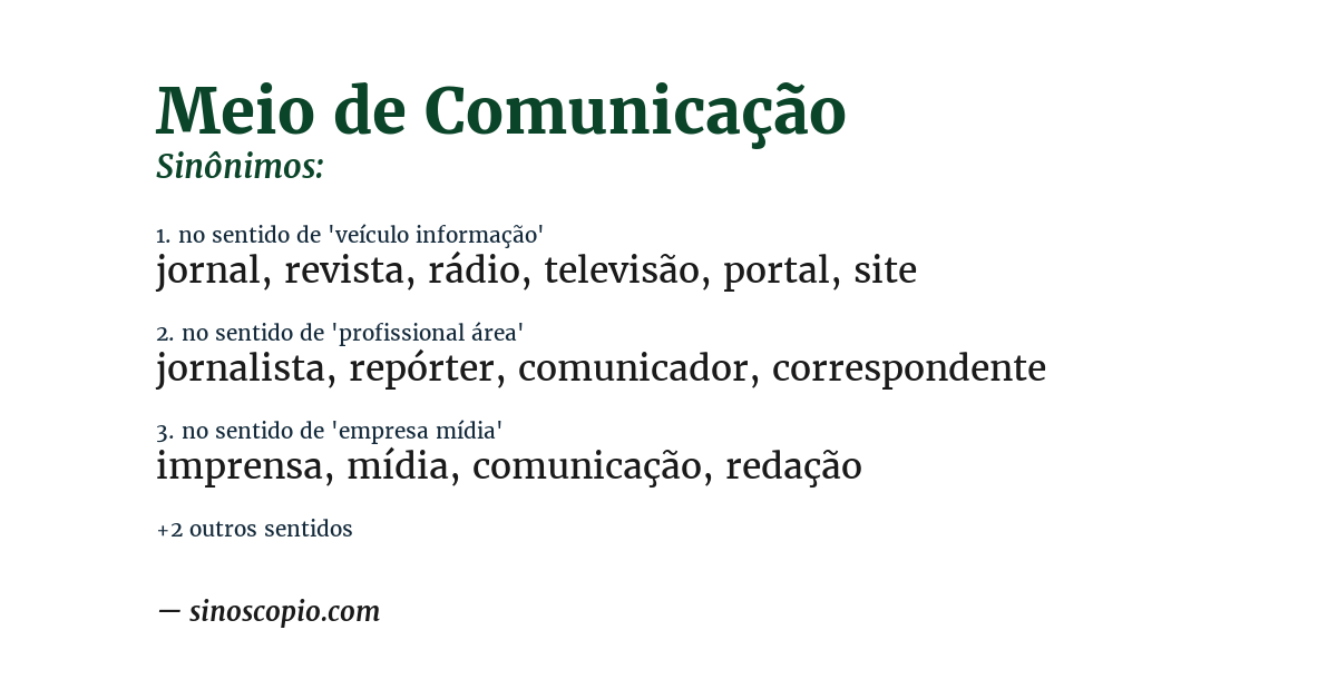 Sinônimo de meio de comunicação