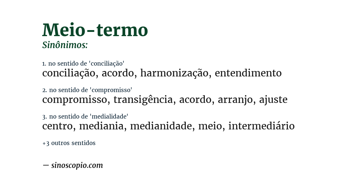 Sinônimo de meio-termo