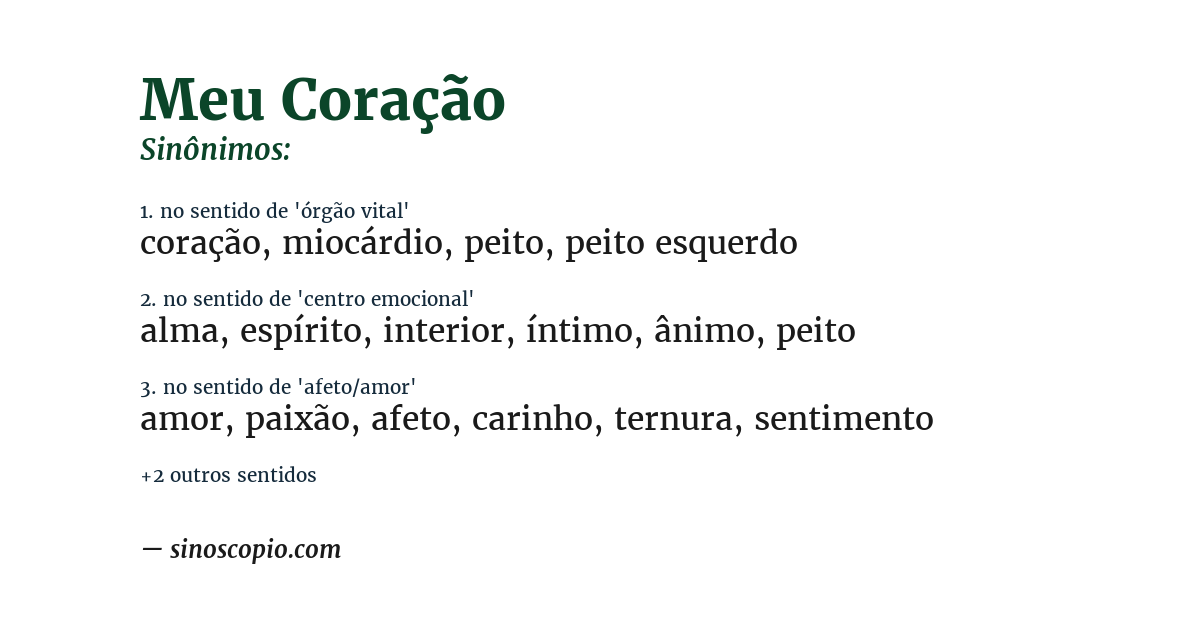 Sinônimo de meu coração