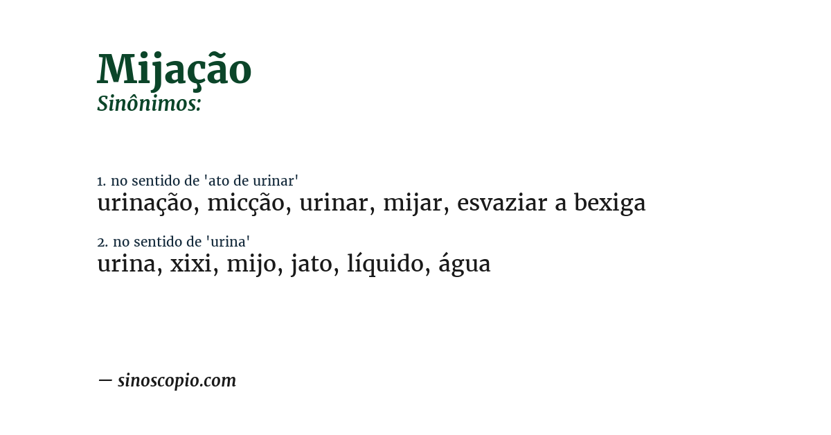 Sinônimo de mijação