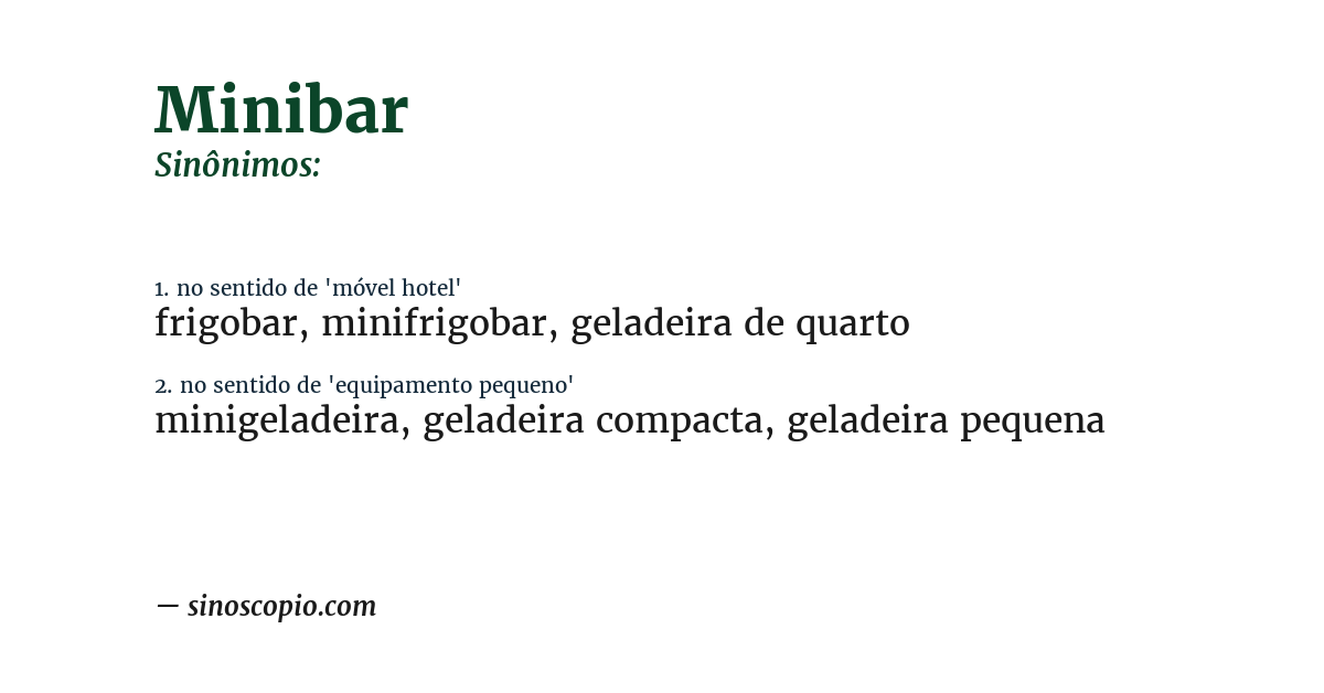 Sinônimo de minibar