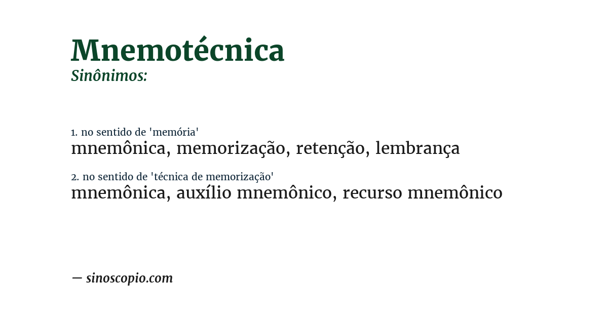 Sinônimo de mnemotécnica