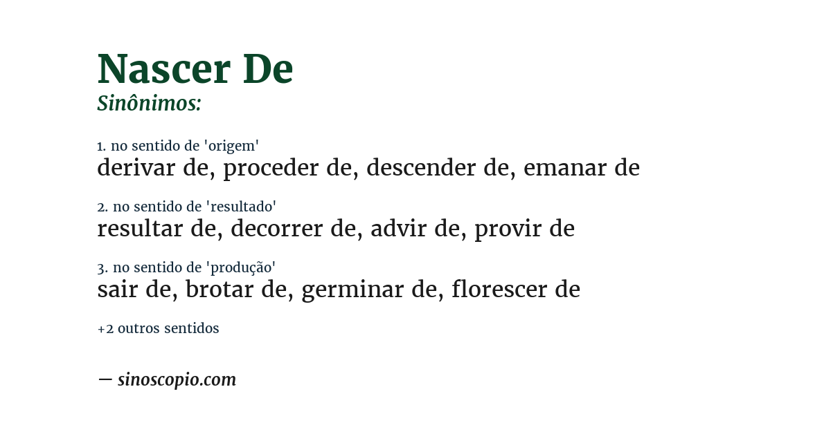Sinônimo de nascer de