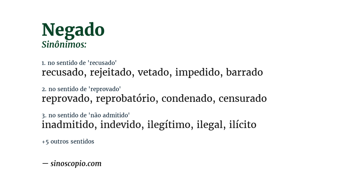 Sinônimo de negado