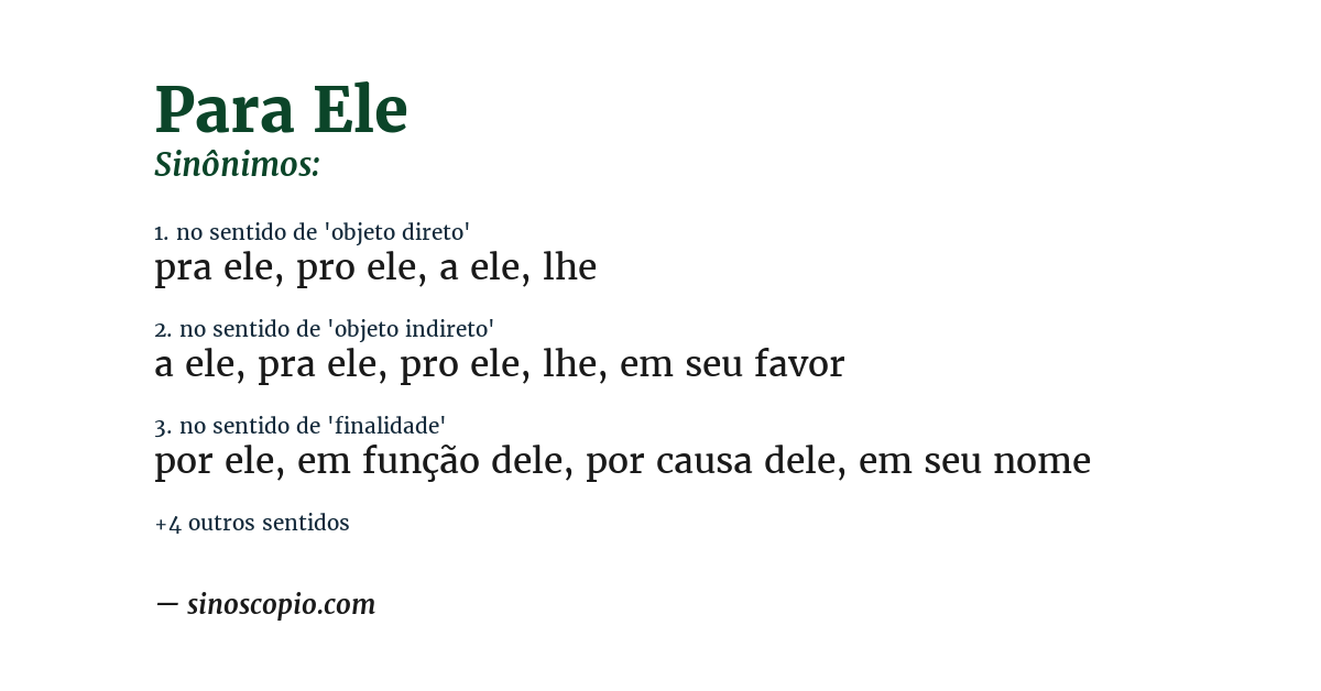 Sinônimo de para ele