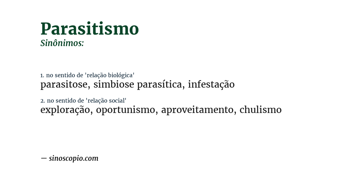 Sinônimo de parasitismo