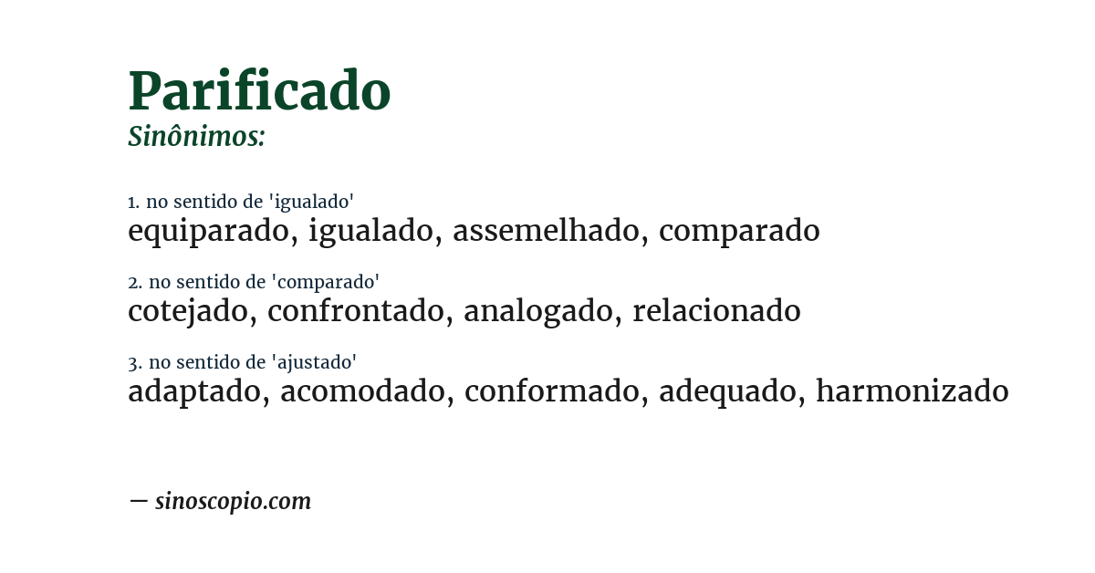 Sinônimo de parificado