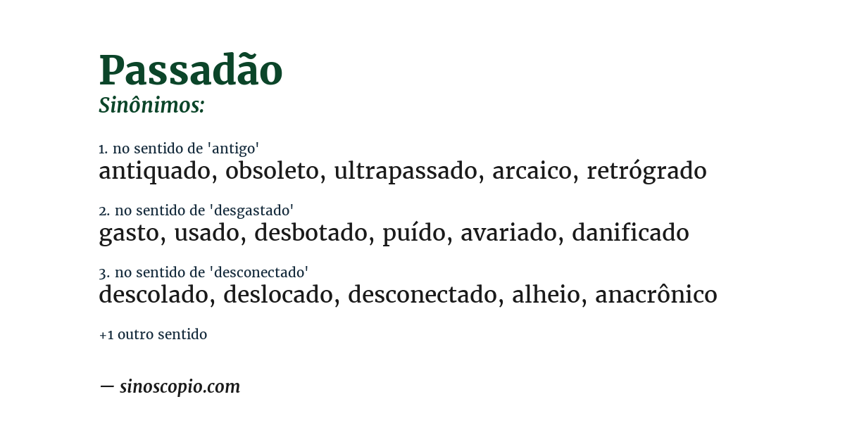 Sinônimo de passadão