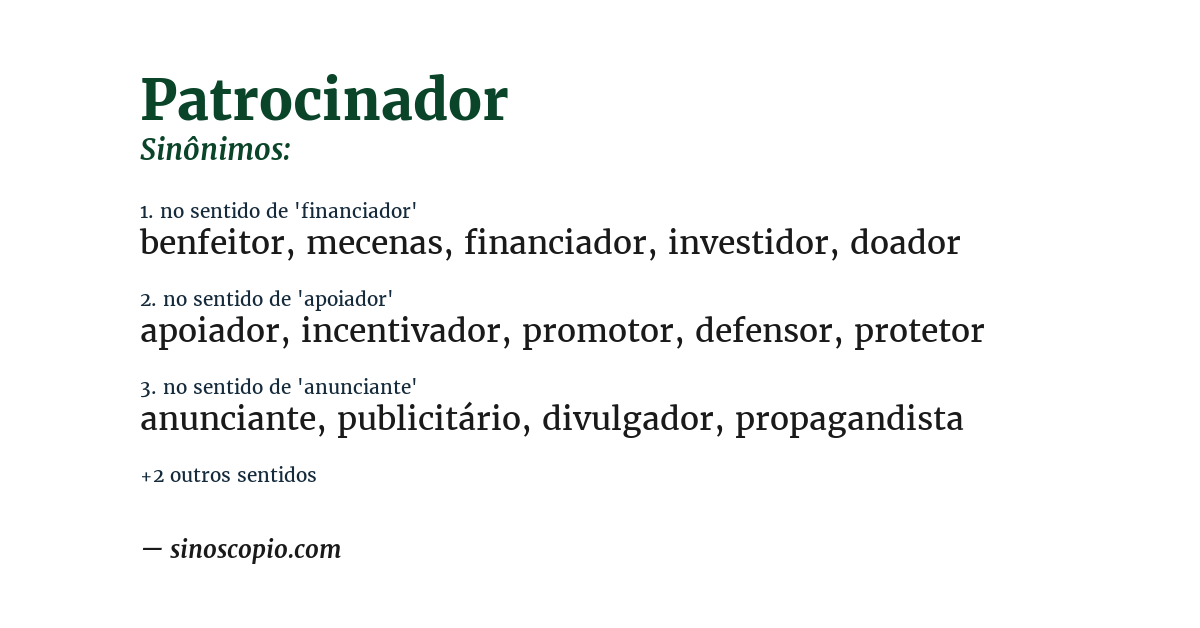 Sinônimo de patrocinador