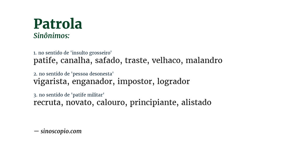 Sinônimo de patrola