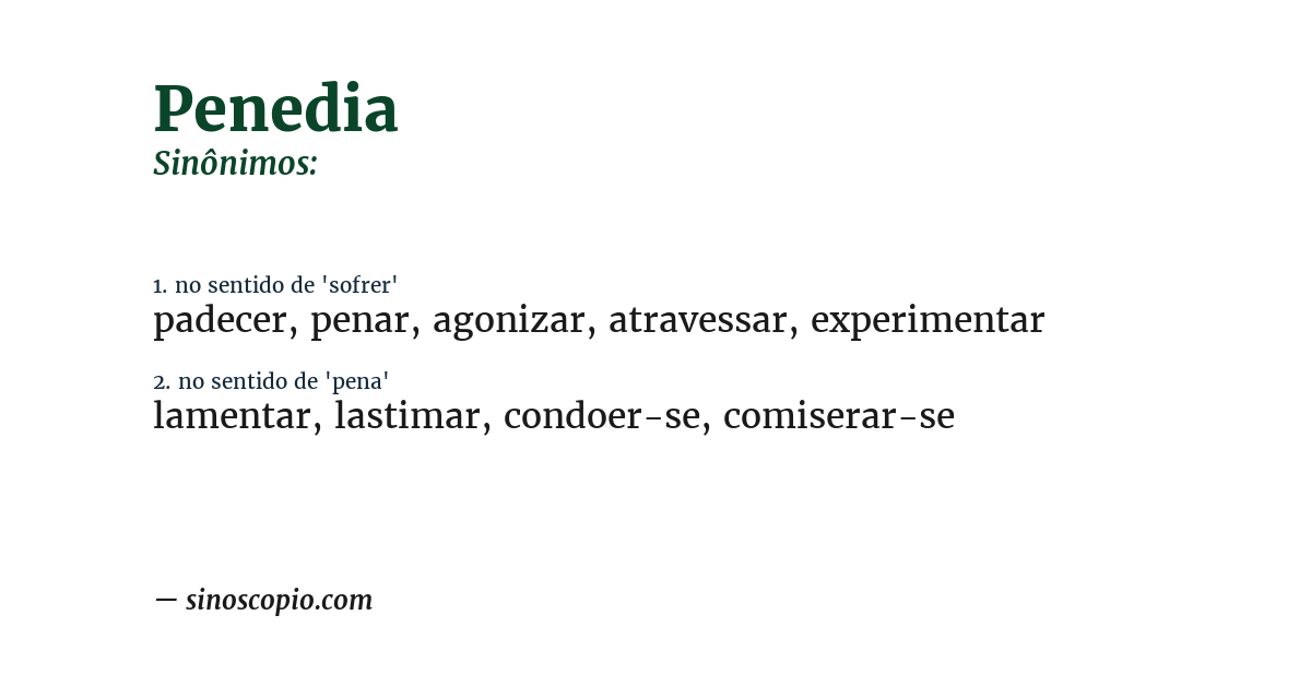 Sinônimo de penedia