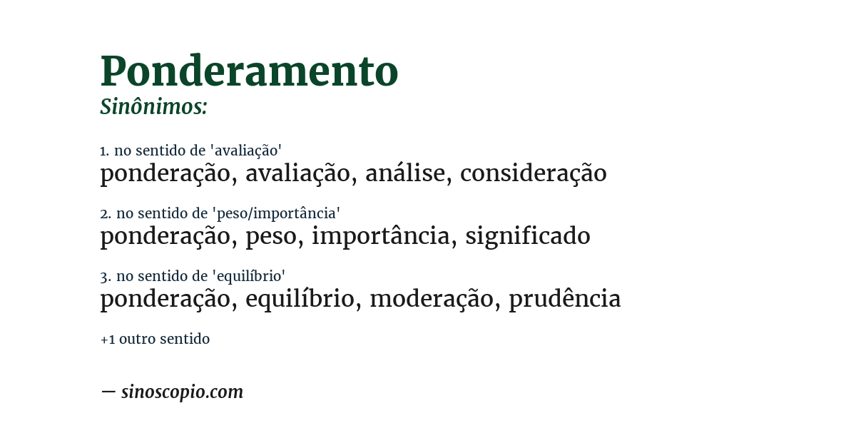 Sinônimo de ponderamento