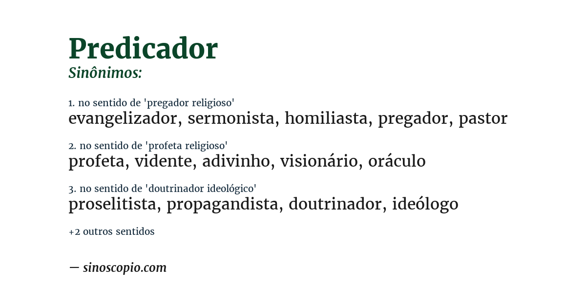 Sinônimo de predicador
