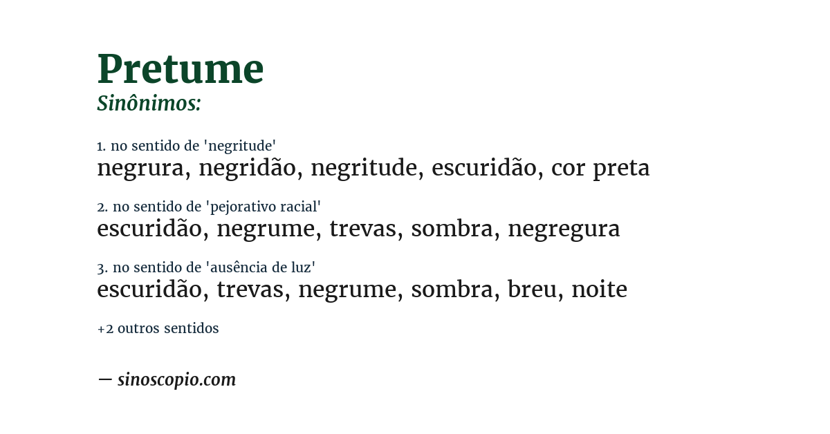 Sinônimo de pretume