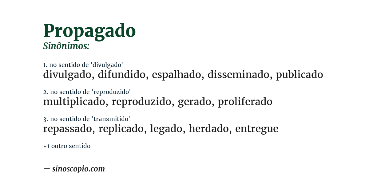 Sinônimo de propagado