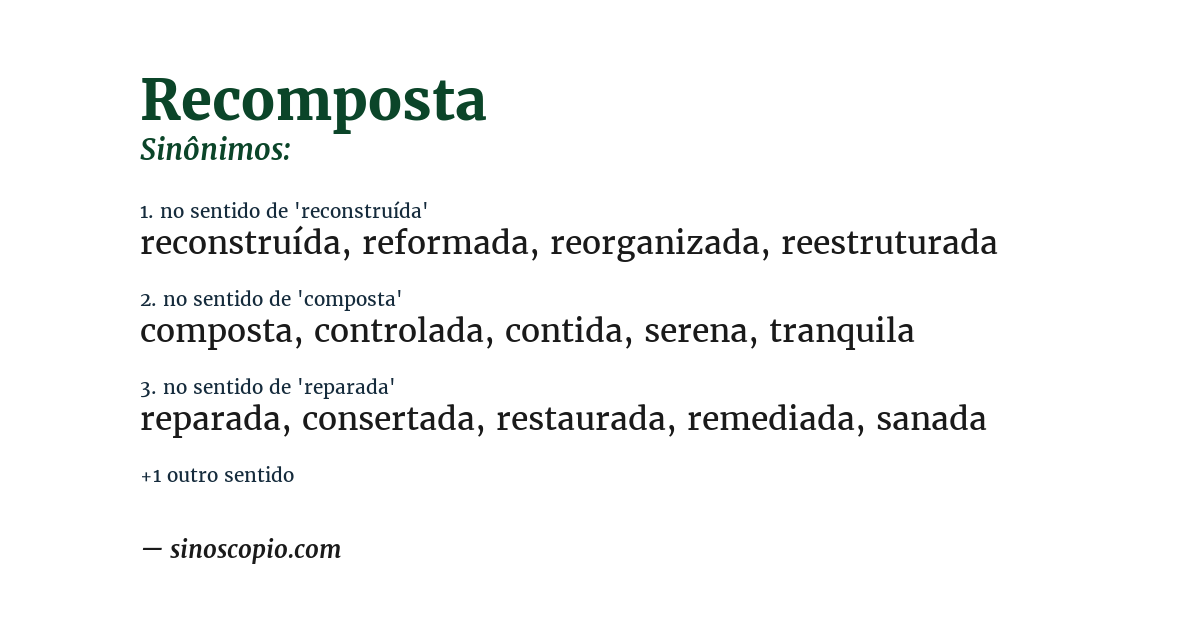 Sinônimo de recomposta