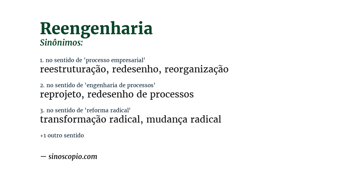 Sinônimo de reengenharia