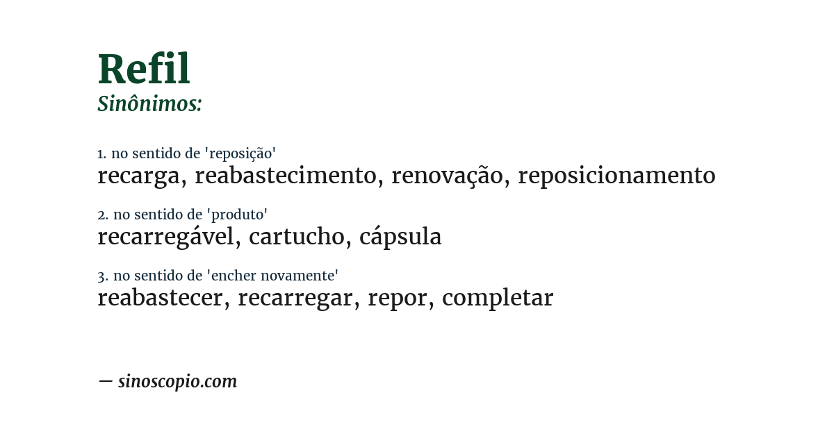 Sinônimo de refil