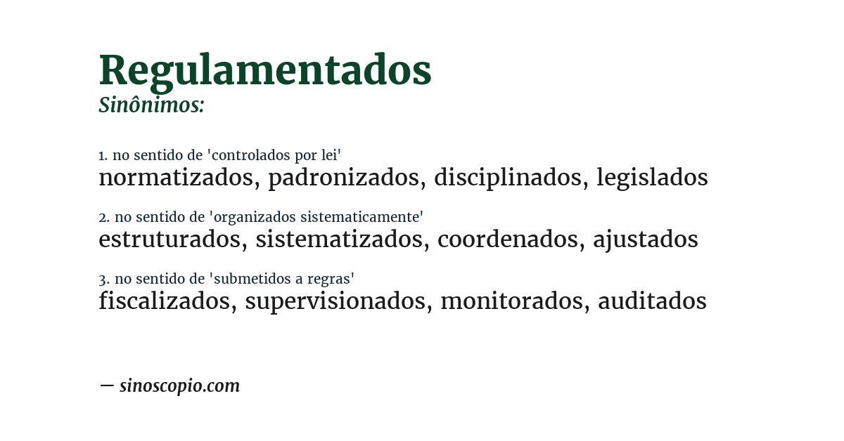 Sinônimo de regulamentados