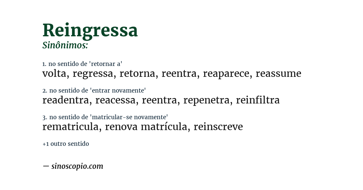 Sinônimo de reingressa