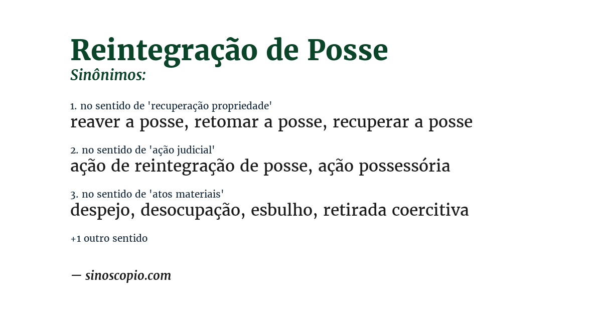 Sinônimo de reintegração de posse