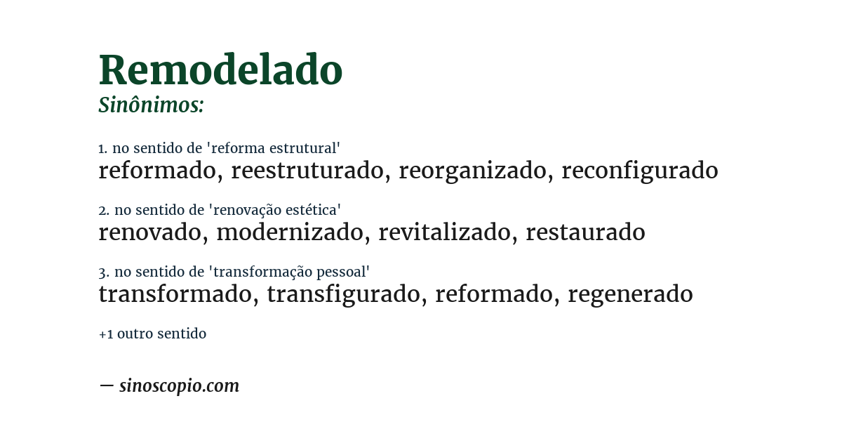Sinônimo de remodelado