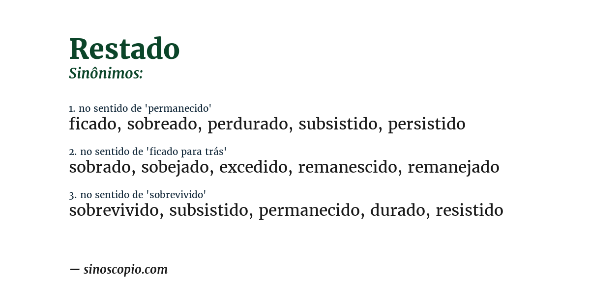 Sinônimo de restado