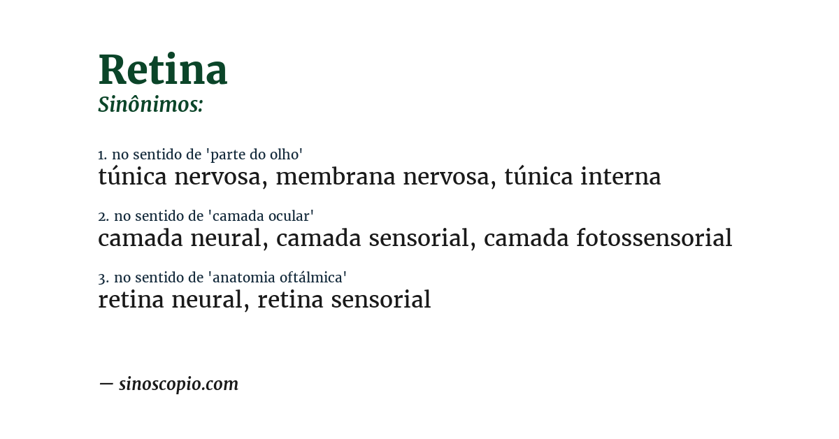 Sinônimo de retina