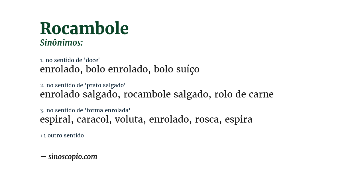 Sinônimo de rocambole