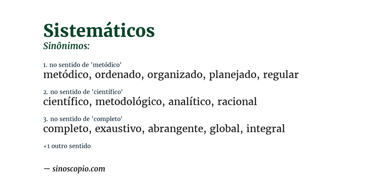 Sinônimo de sistemáticos