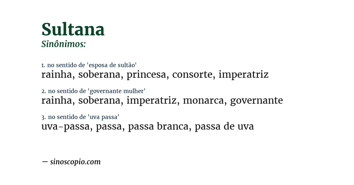 Sinônimo de sultana
