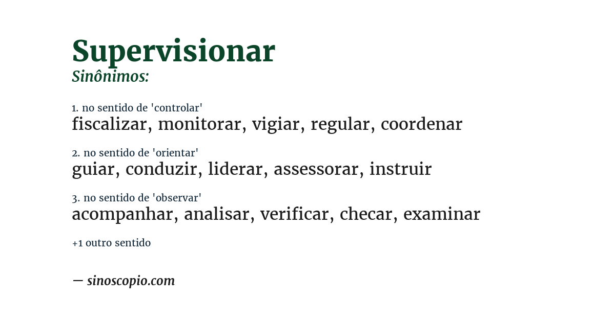 Sinônimo de supervisionar