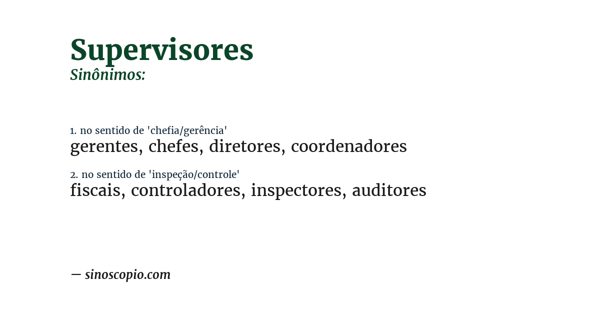 Sinônimo de supervisores