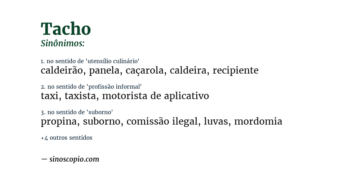Sinônimo de tacho