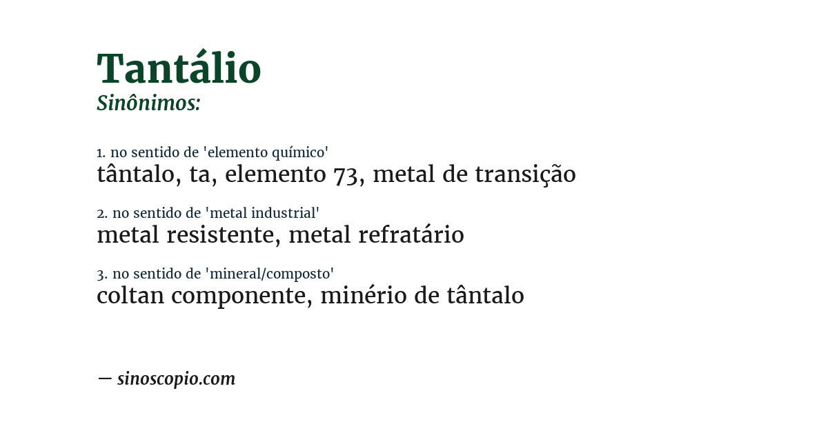 Sinônimo de tantálio