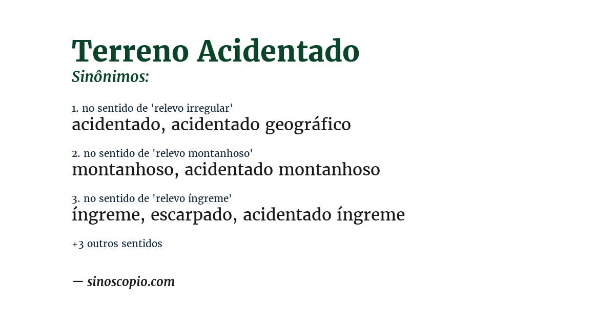 Sinônimo de terreno acidentado
