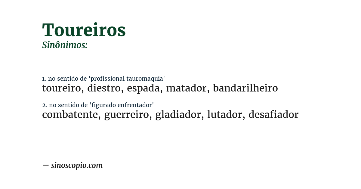 Sinônimo de toureiros