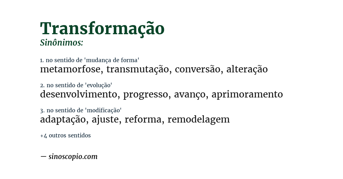 Sinônimo de transformação