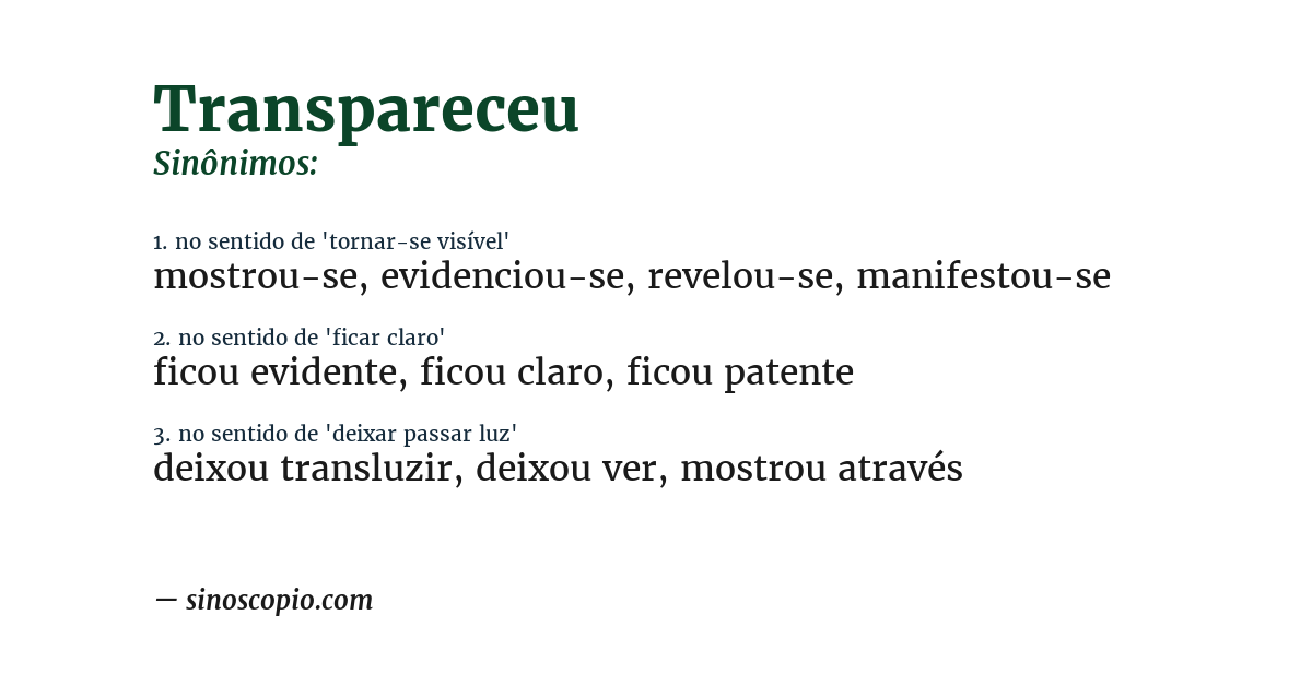 Sinônimo de transpareceu