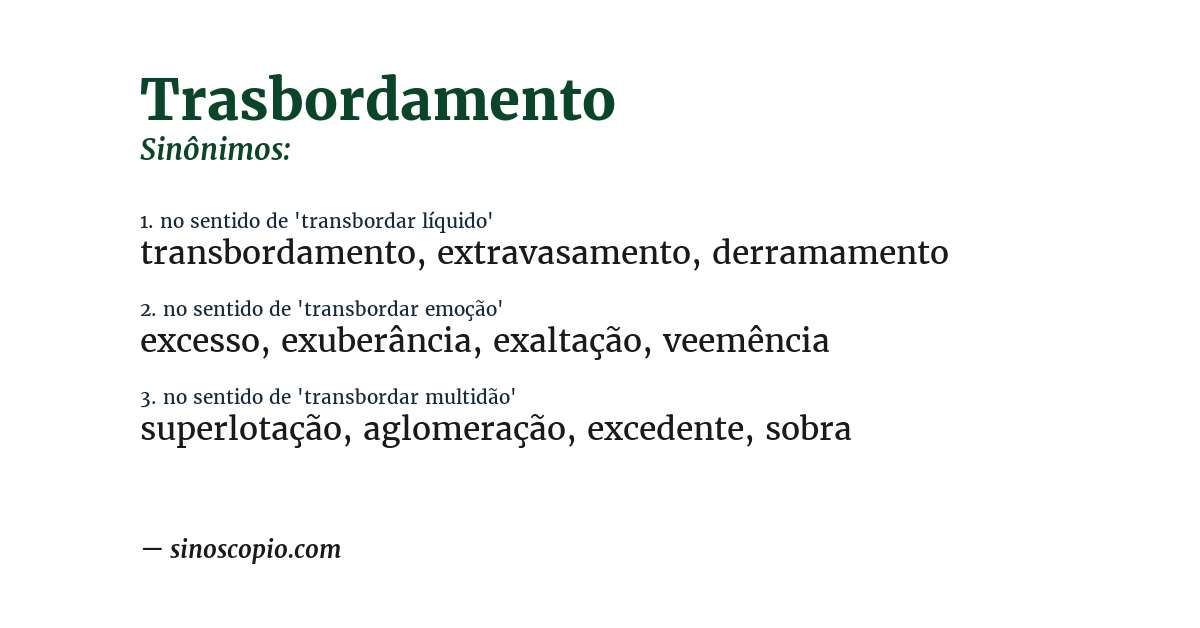 Sinônimo de trasbordamento