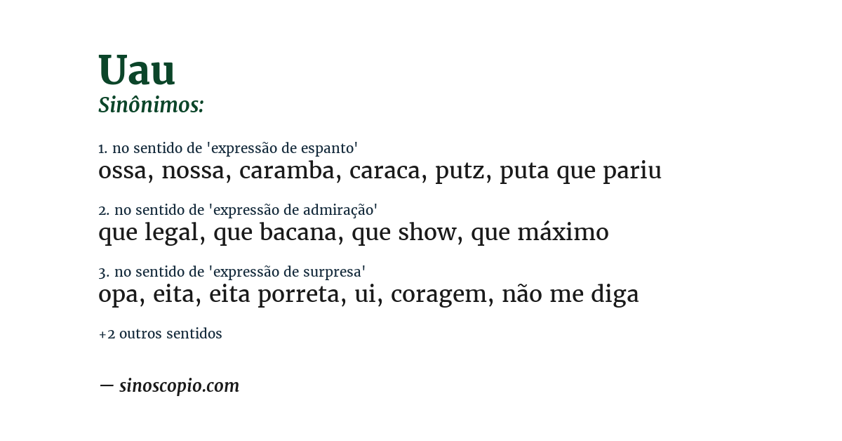 Sinônimo de uau