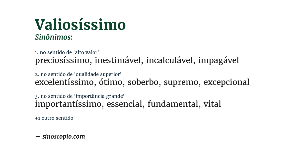 Sinônimo de valiosíssimo