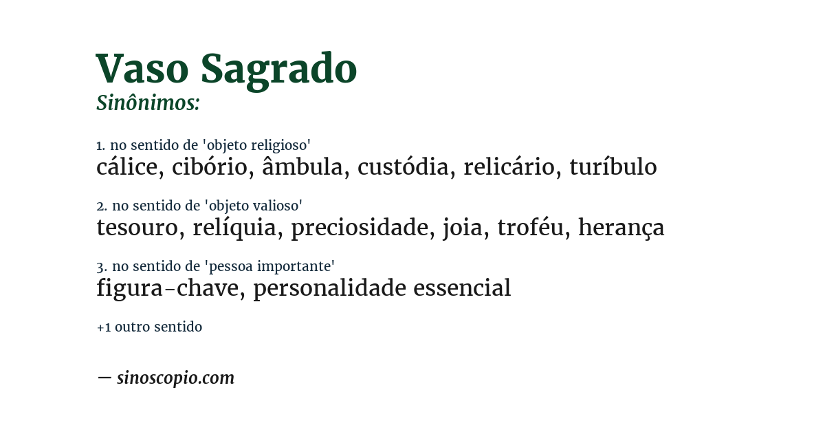 Sinônimo de vaso sagrado
